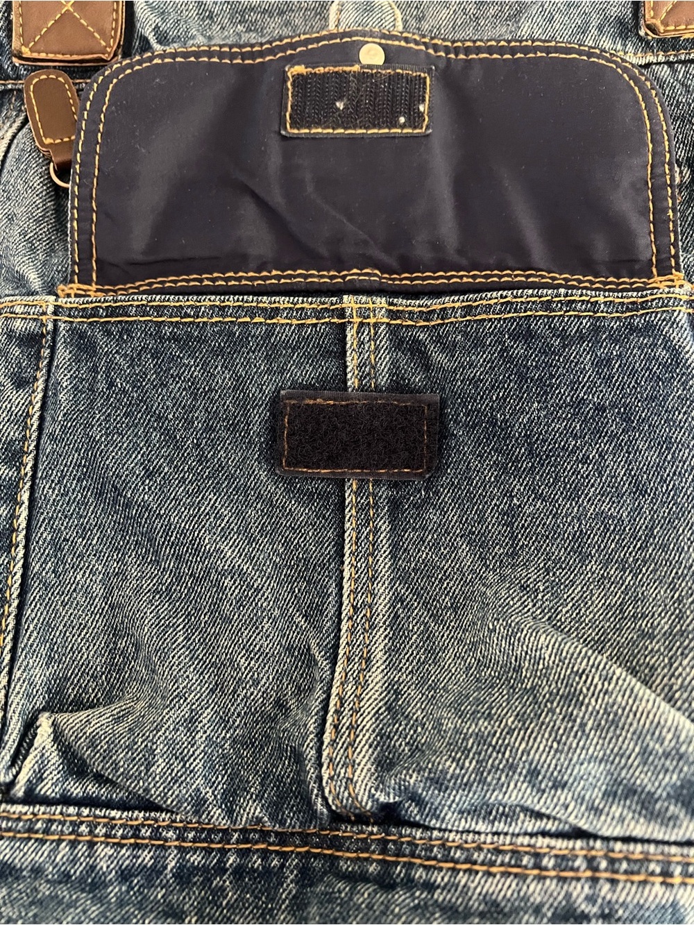 Y2K 100% Cotton Denim Shoulder Tote Bag Blue Jean Buckle Leather Trim - Picture 6 of 15